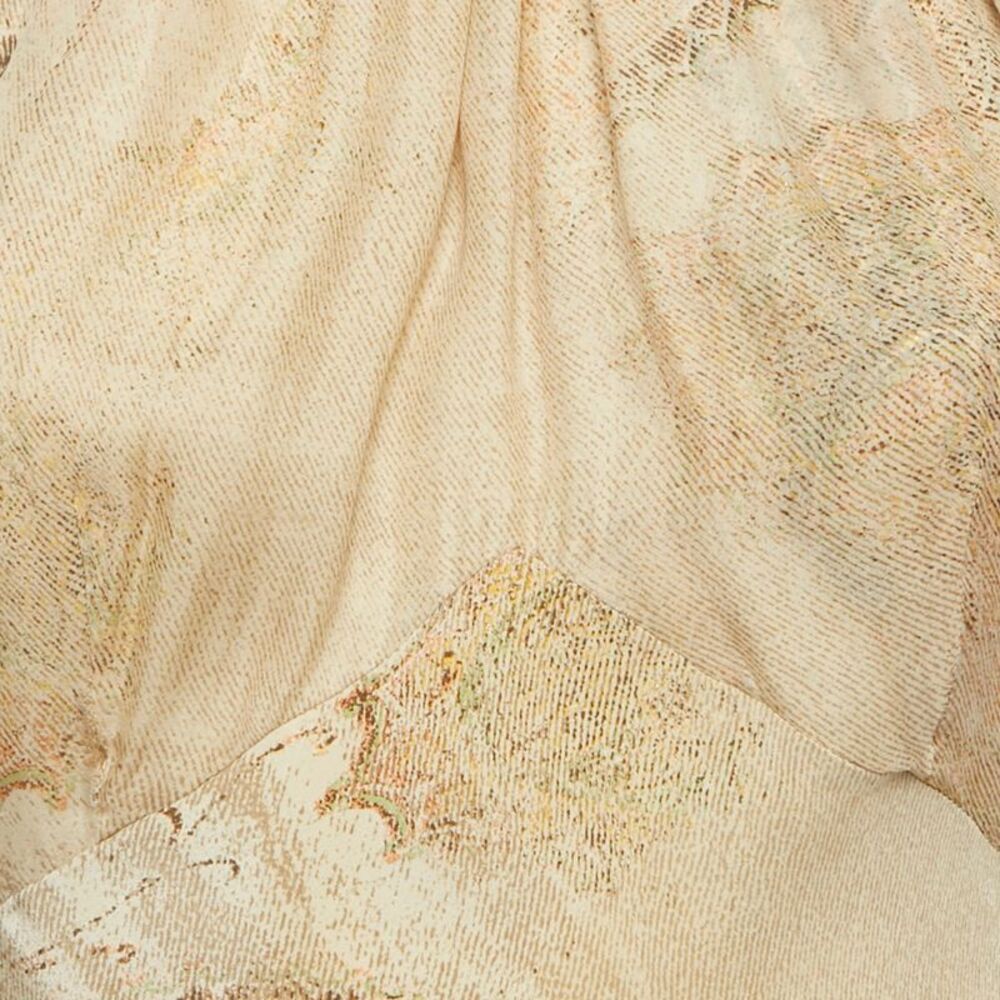 Roberto Cavalli Beige Paisley Print Silk Neck Tie Detail Dress Xs - Picture 3 of 5